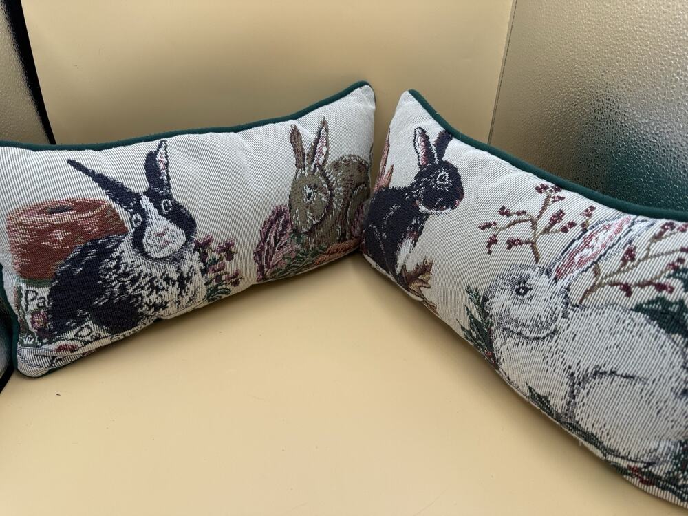Set 2 Four Seasons Rabbit Bunny Tapestry Pillows Spring Summer Autumn Winter